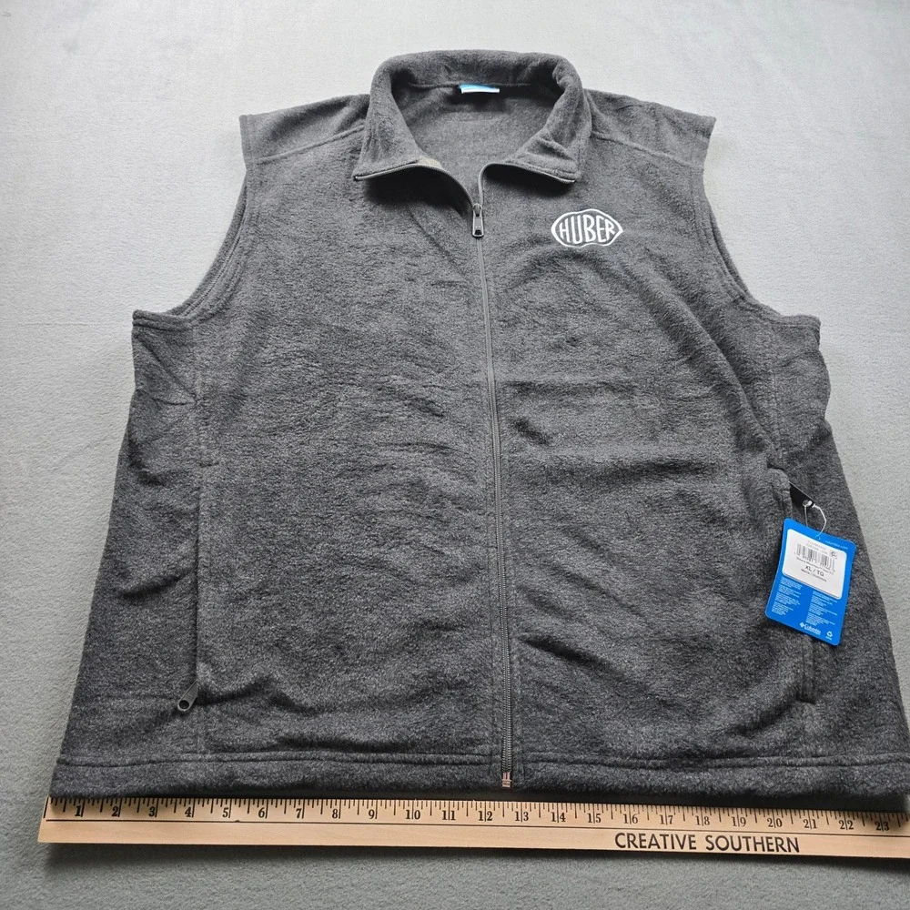 Columbia Steens Mountain Fleece‎ Vest Mens XL Charcoal Gray HUBER full zip